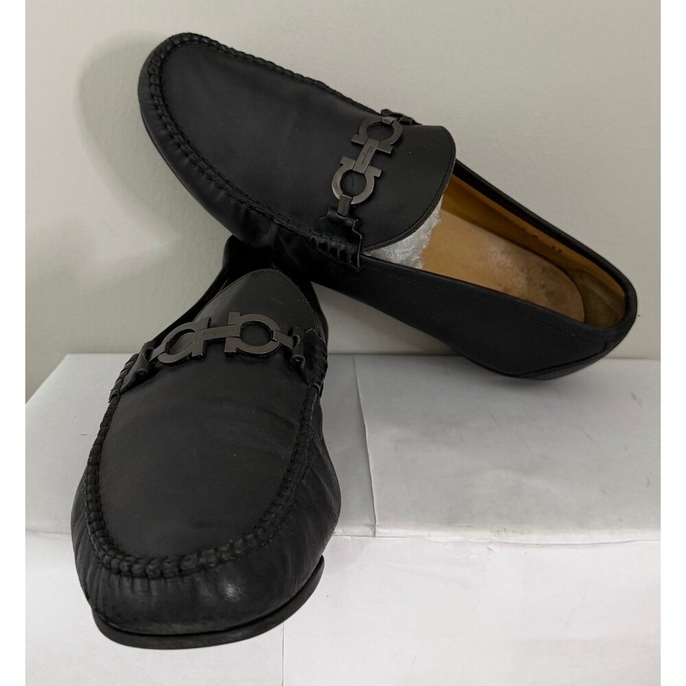 Salvatore Ferragamo Loafers Black Leather Men’s Size 11D
